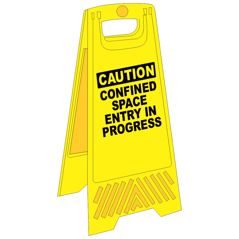 FS4 Confined space aframe floor stand yellow Safety Signs